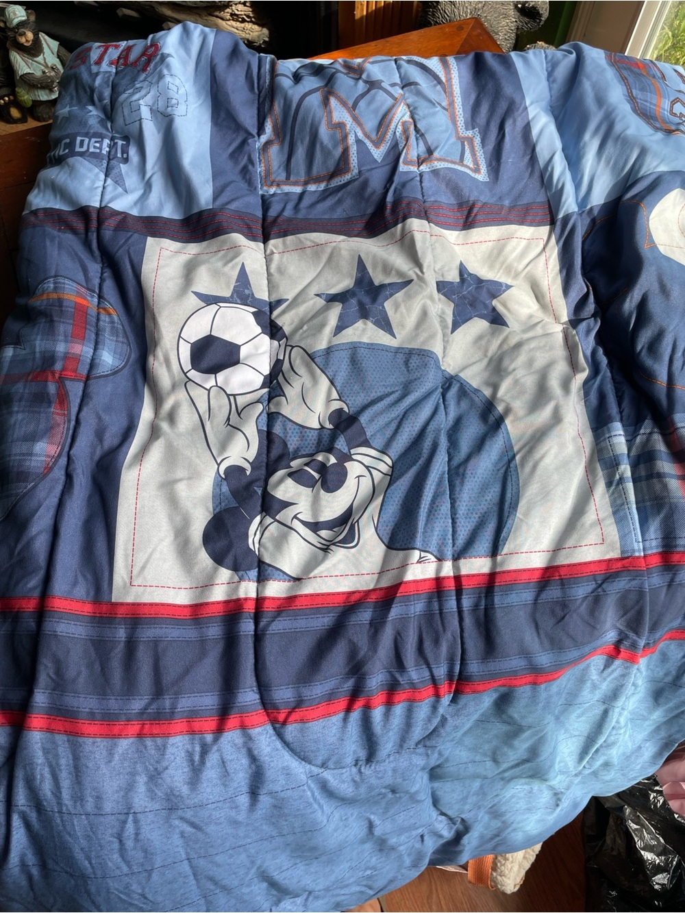 Disney Blue Mickey Soccer Comforter with Red Accents